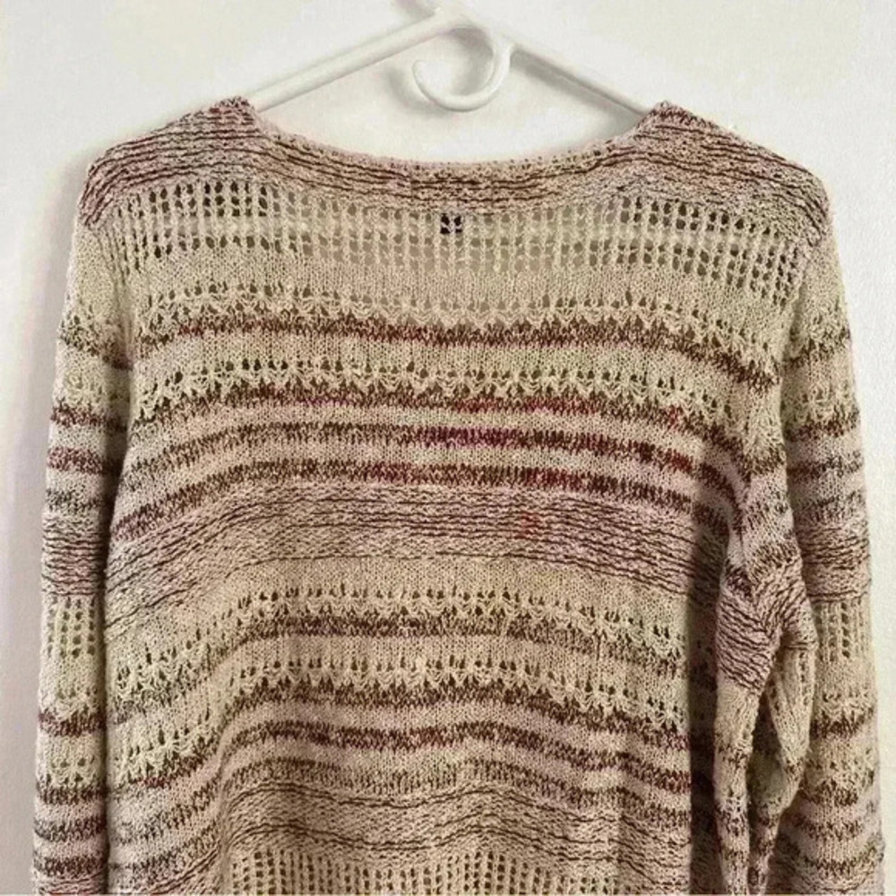 Artesia Sweater Open Knit Purple Beige Side Detail Women’s Sz XL Comfy - Picture 13 of 13